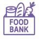 food bank clipart icon in purple