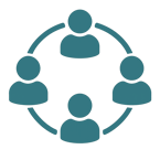 people in a circle clipart icon in teal